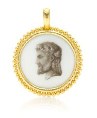 A 19 Karat Yellow Gold and Antique Button Pendant, Elizabeth Locke, 14.70 dwts.