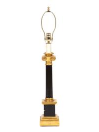 A Neoclassical Style Black and Gilt Columnar Table Lamp — 20TH CENTURY