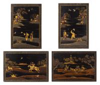Four Chinese Lacquered Panels