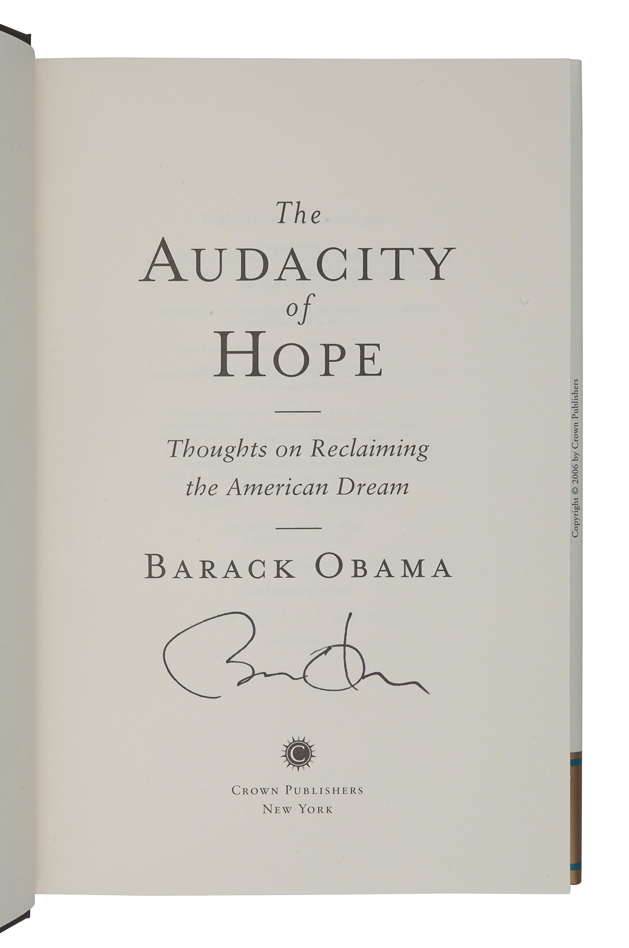 OBAMA, Barack. The Audacity of Hope . New York: Crown Publishers, 2006.