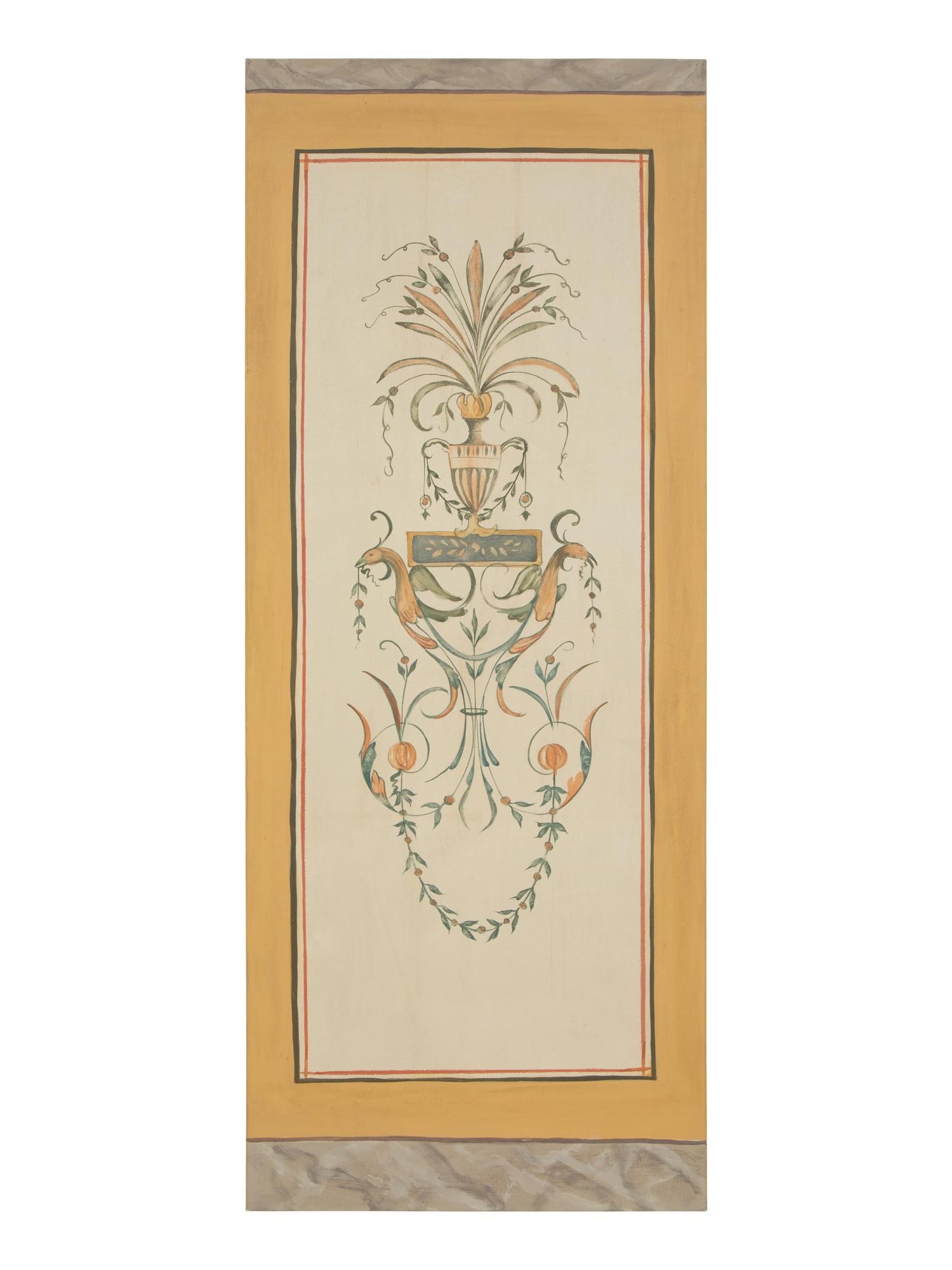 A Set of Five Neoclasscial Style Wallpaper Panels