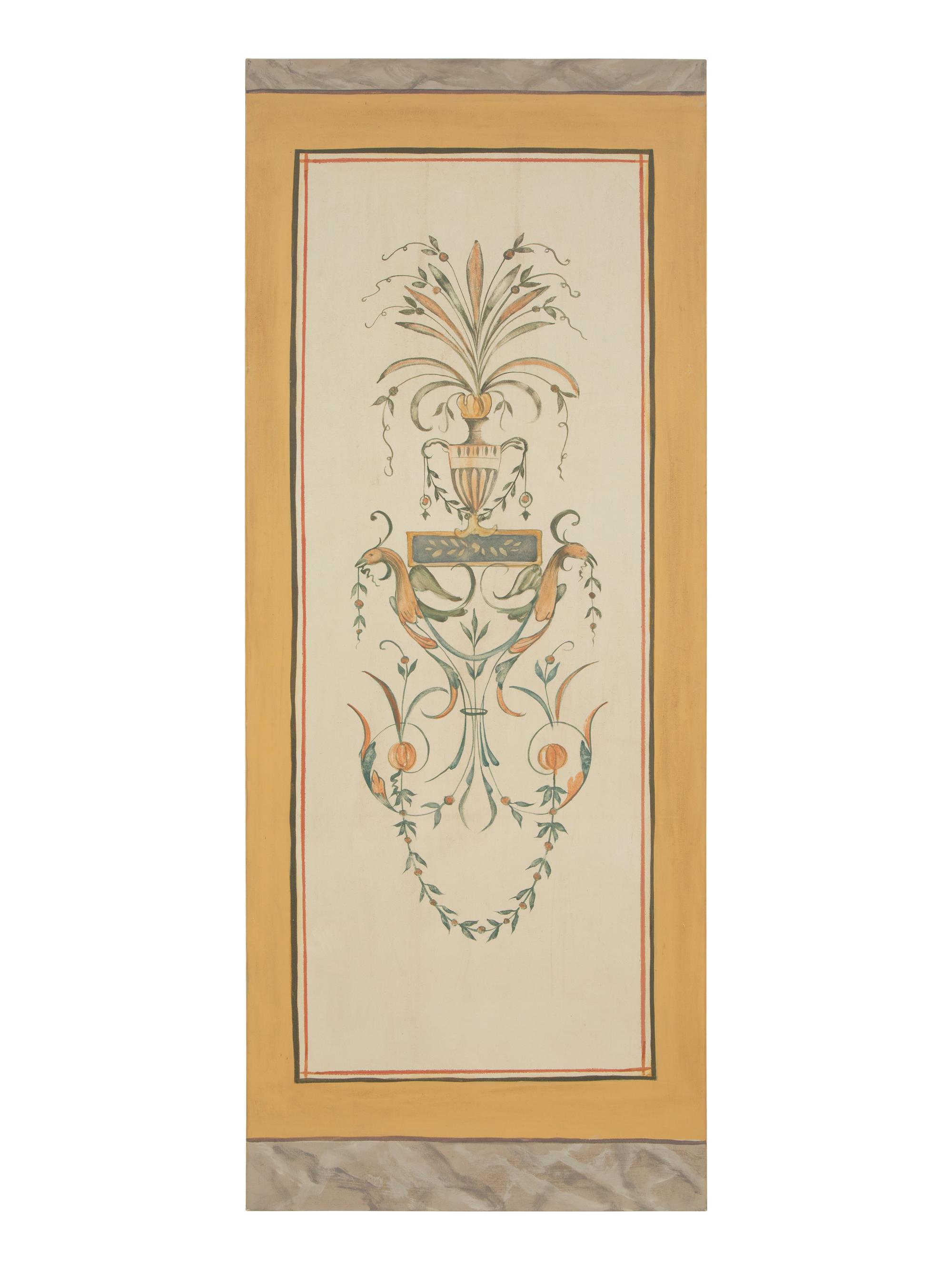 A Set of Five Neoclasscial Style Wallpaper Panels