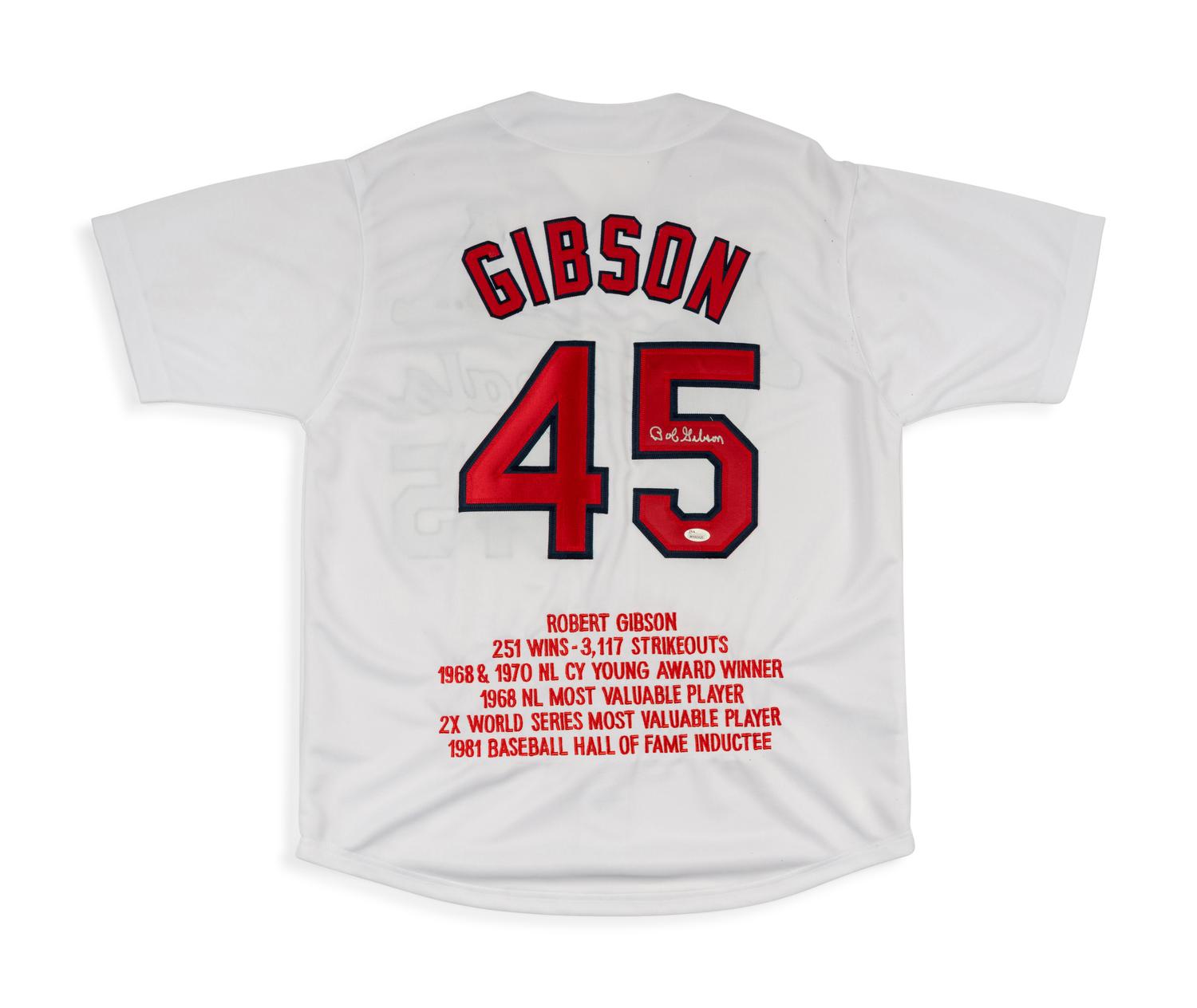 A Bob Gibson Signed Autograph St. Louis Cardinals Jersey (JSA Sticker)