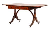An English Mahogany Drop-Leaf Sofa Table Height 28 1/2 x width 36 1/2 x depth 31 inches (closed). — 19TH CENTURY