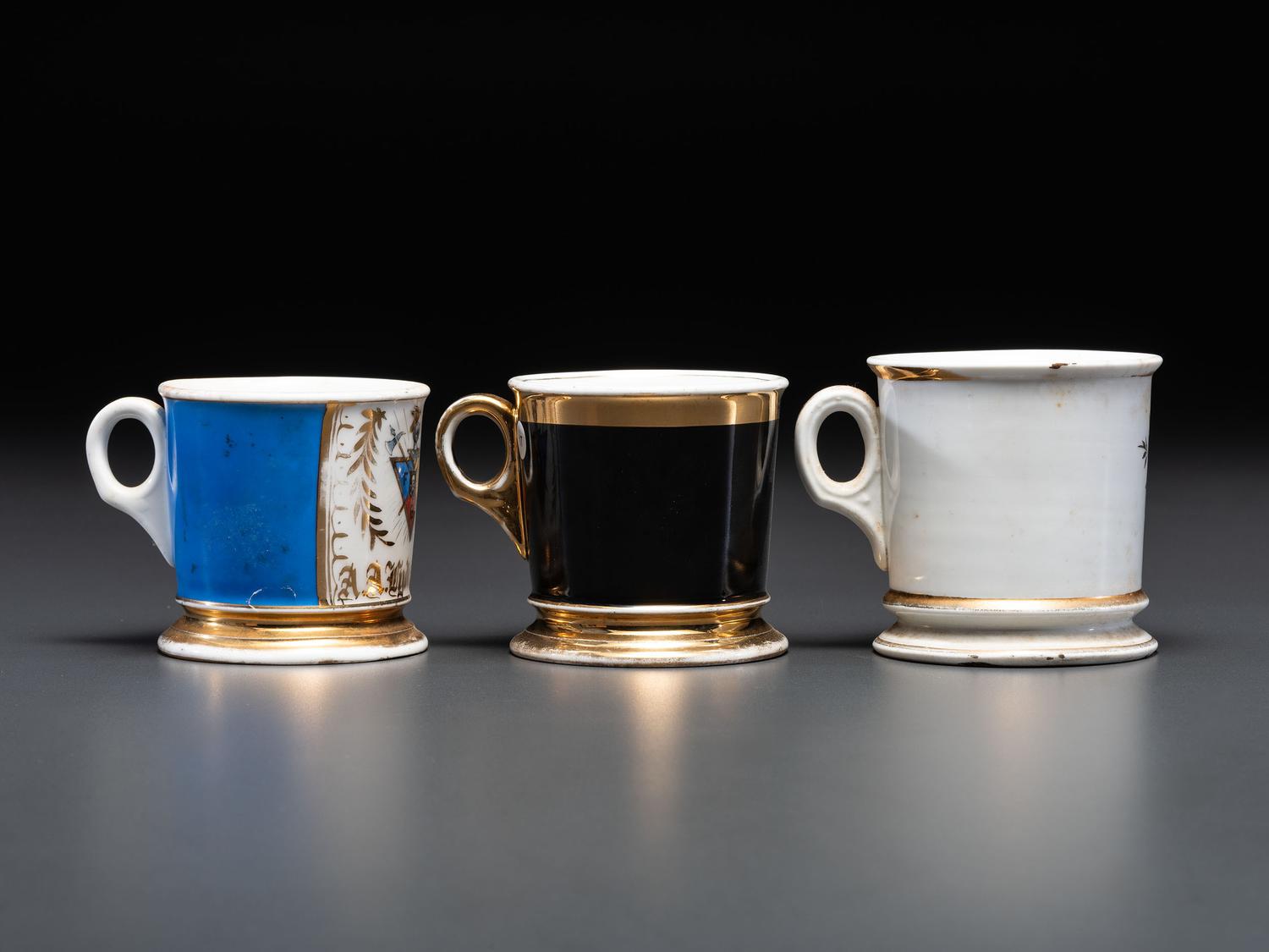 Three Fraternal Porcelain Shaving Mugs