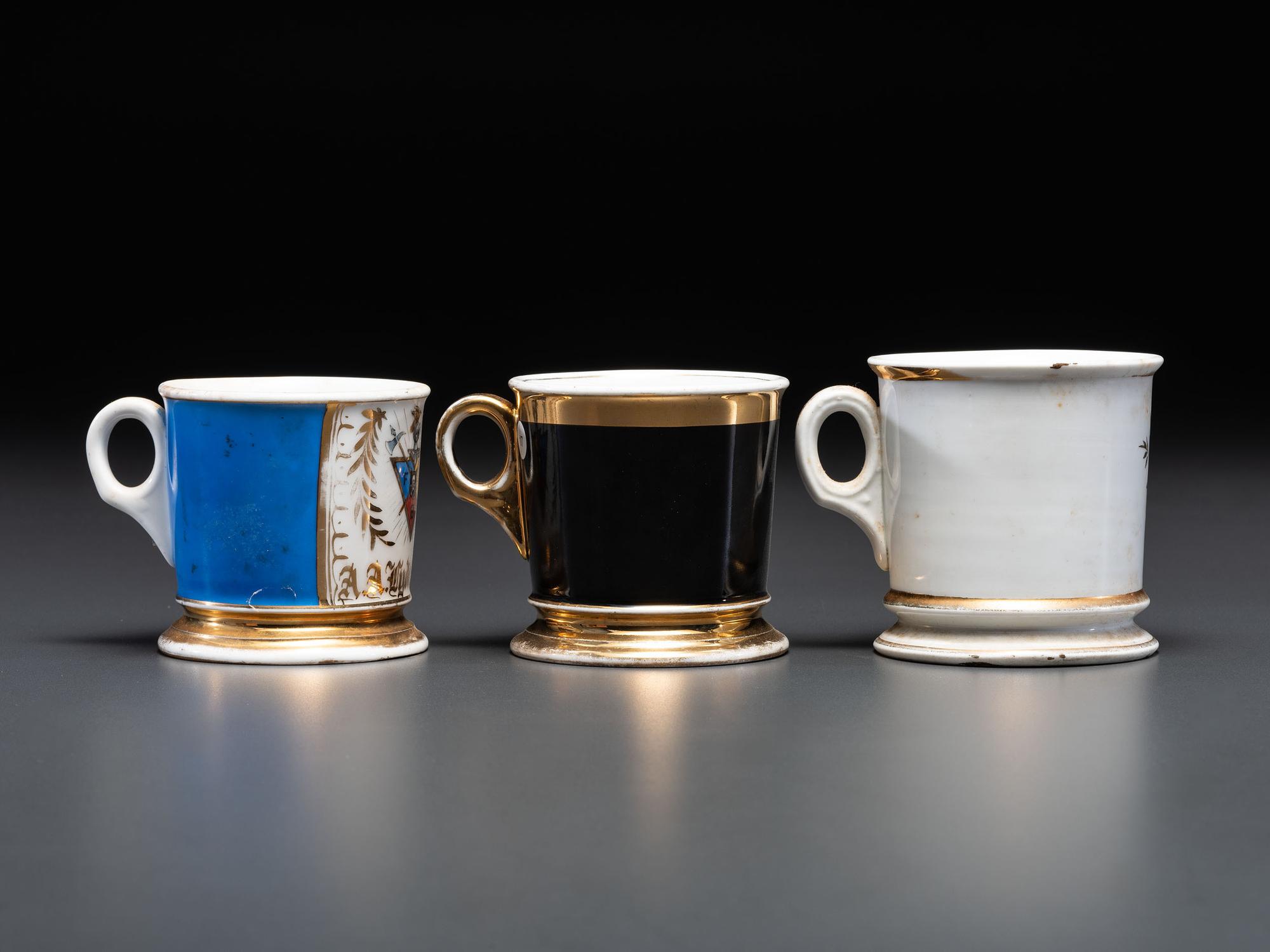 Three Fraternal Porcelain Shaving Mugs