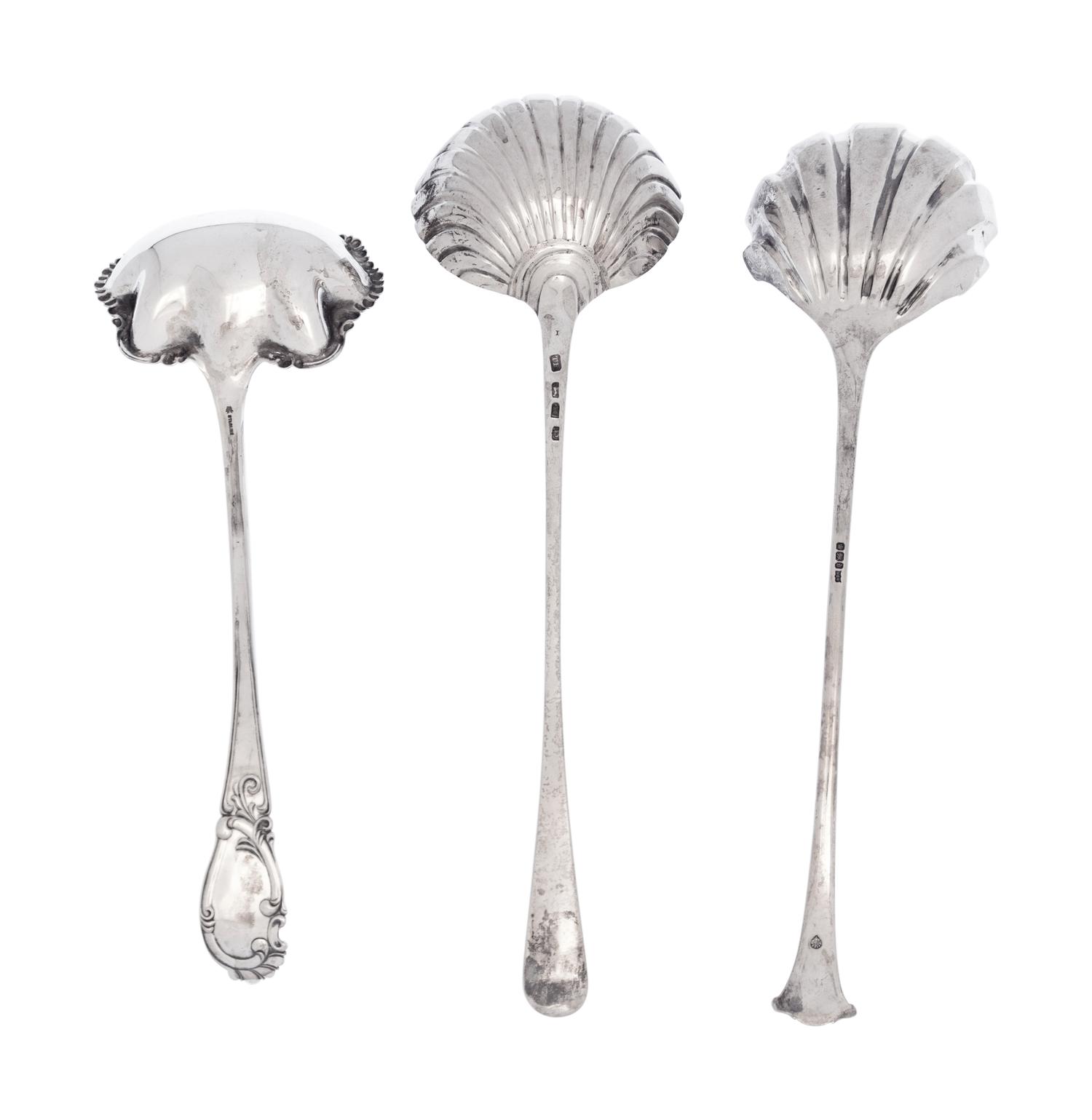 Two English Silver Ladles and an American Silver Ladle