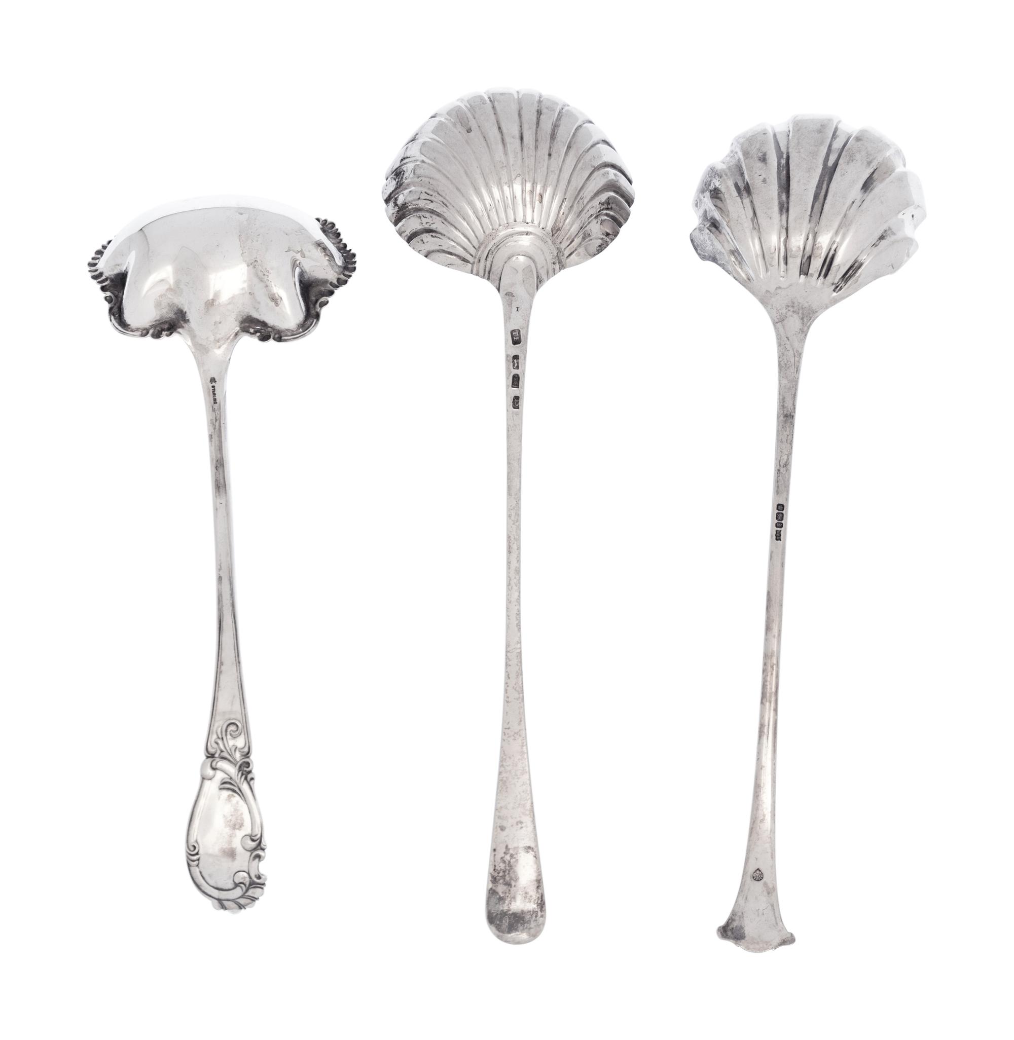 Two English Silver Ladles and an American Silver Ladle