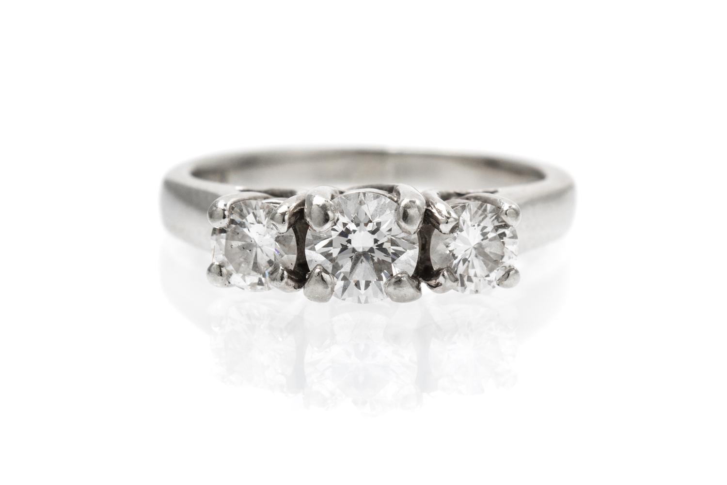 A 14 Karat White Gold and Diamond Ring, 1.90 dwts.