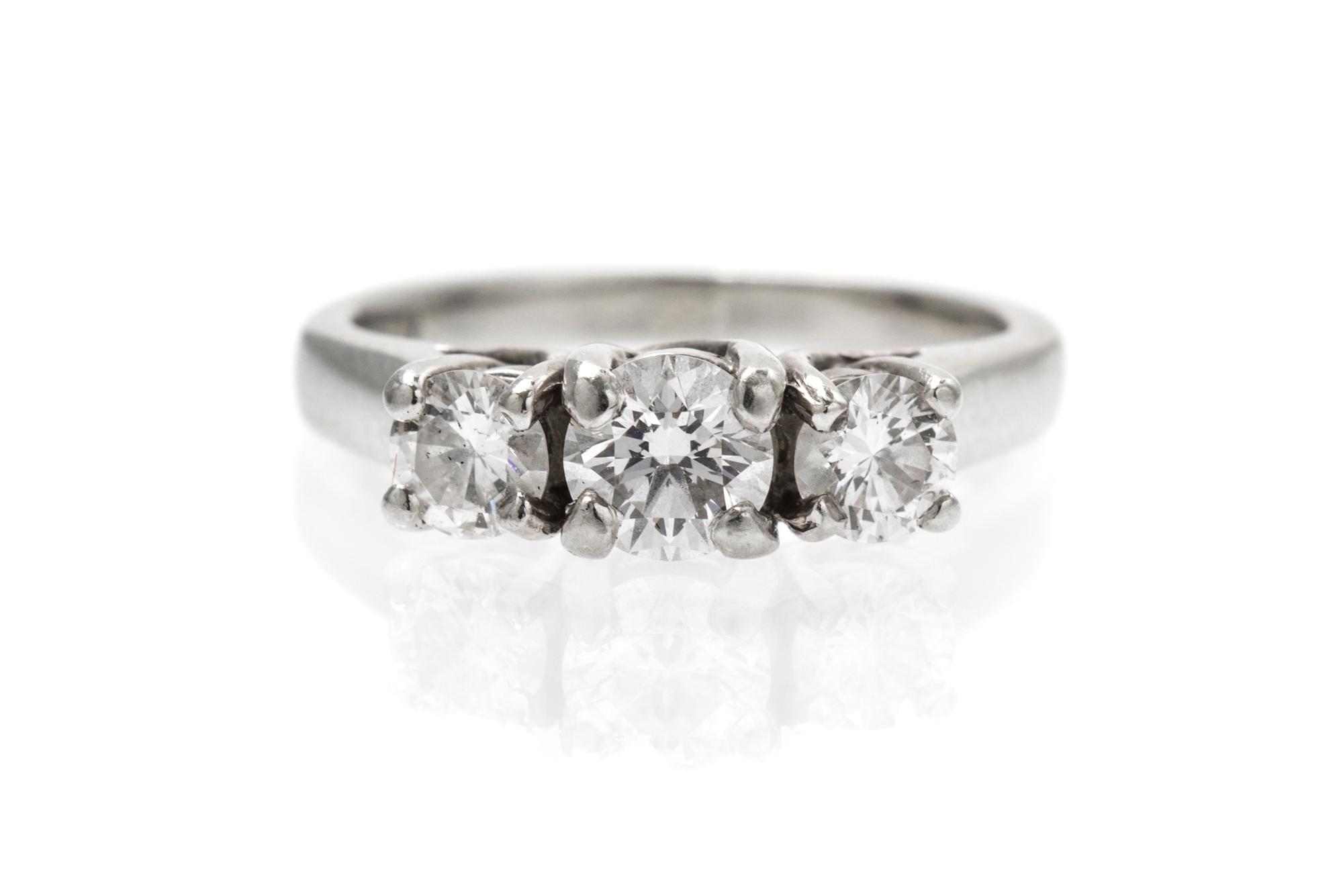 A 14 Karat White Gold and Diamond Ring, 1.90 dwts.