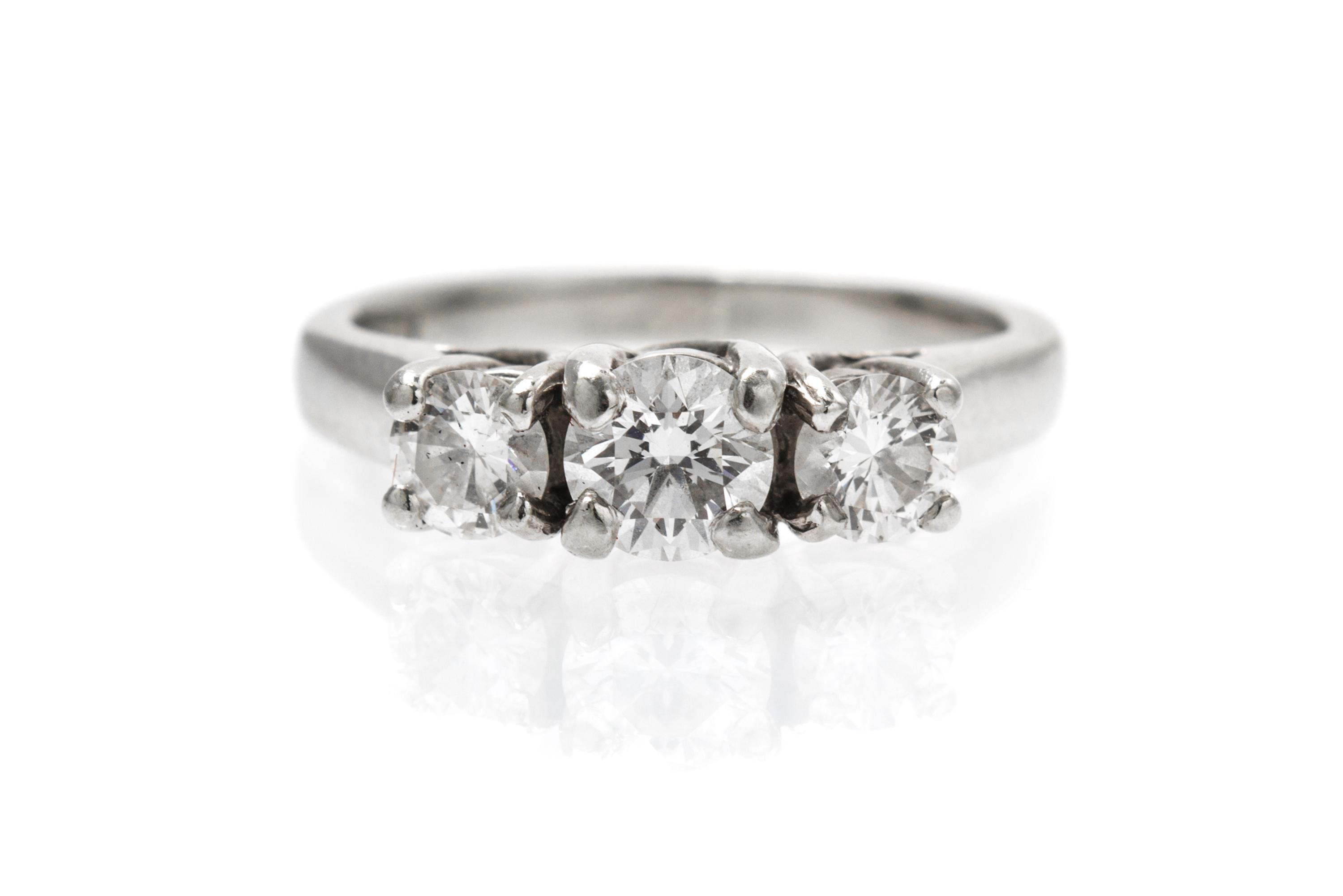 A 14 Karat White Gold and Diamond Ring, 1.90 dwts.