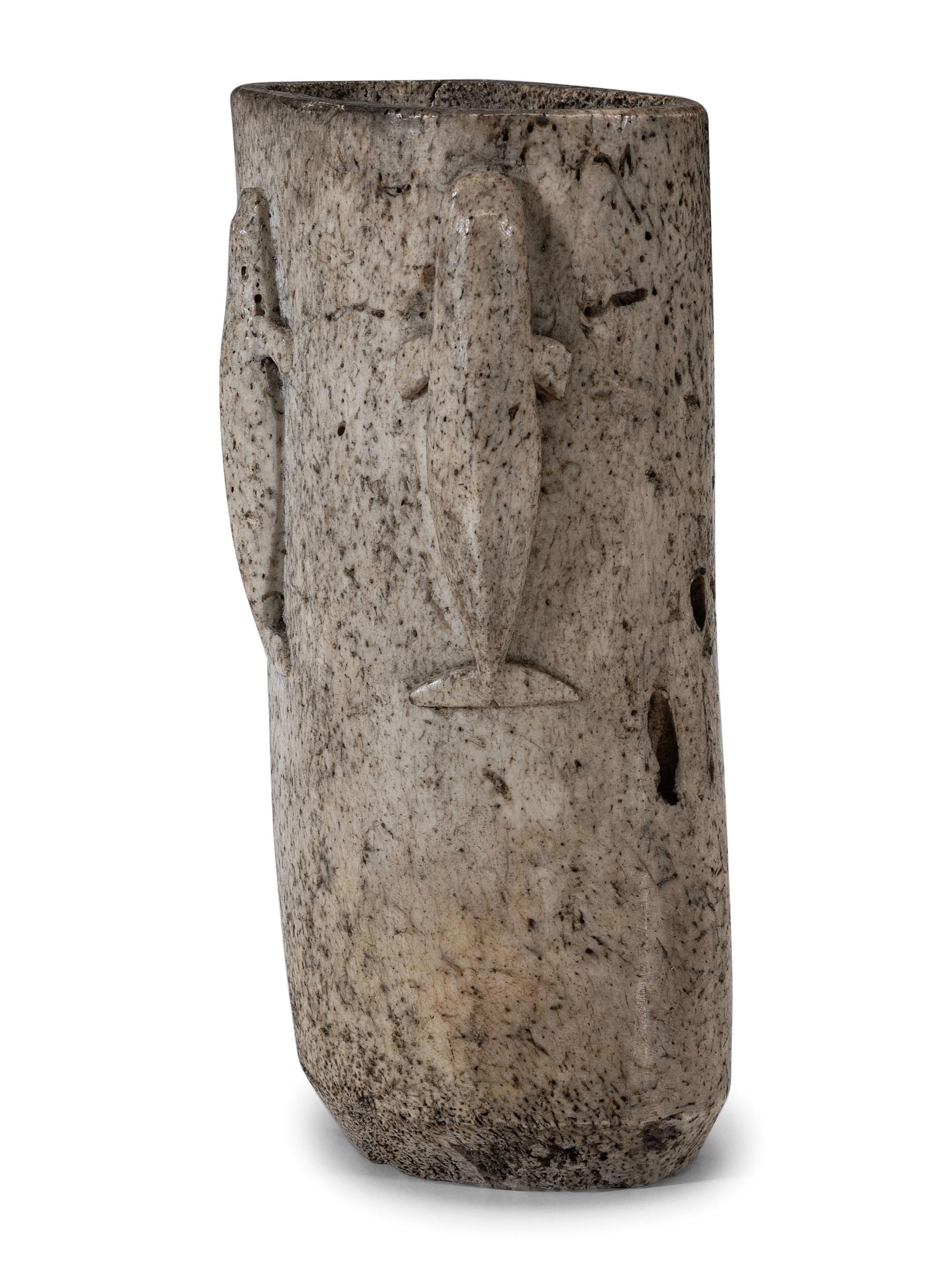 Alaskan Native Carved Whalebone Cup