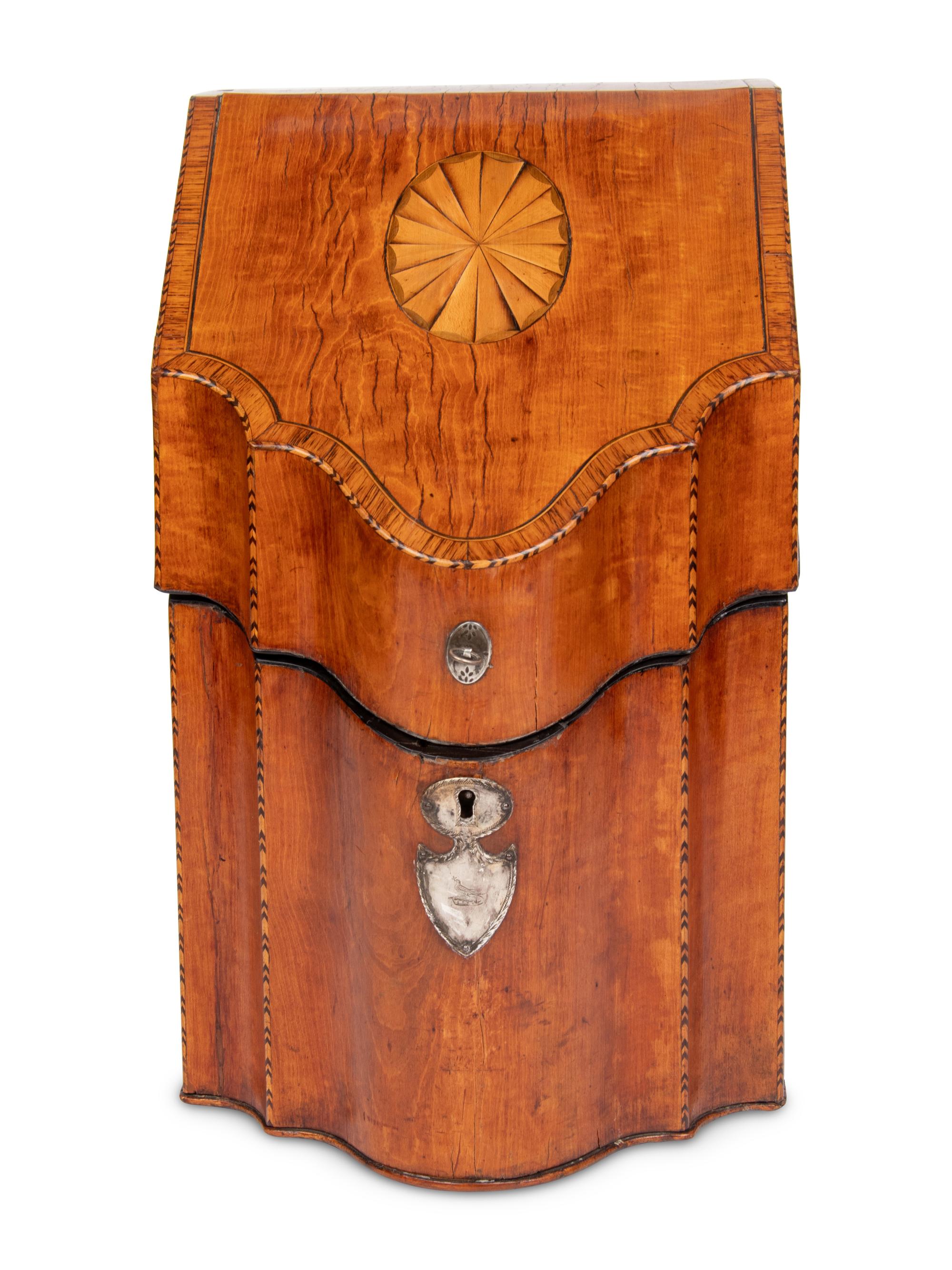 A George III Satinwood and Marquetry Knife Box
