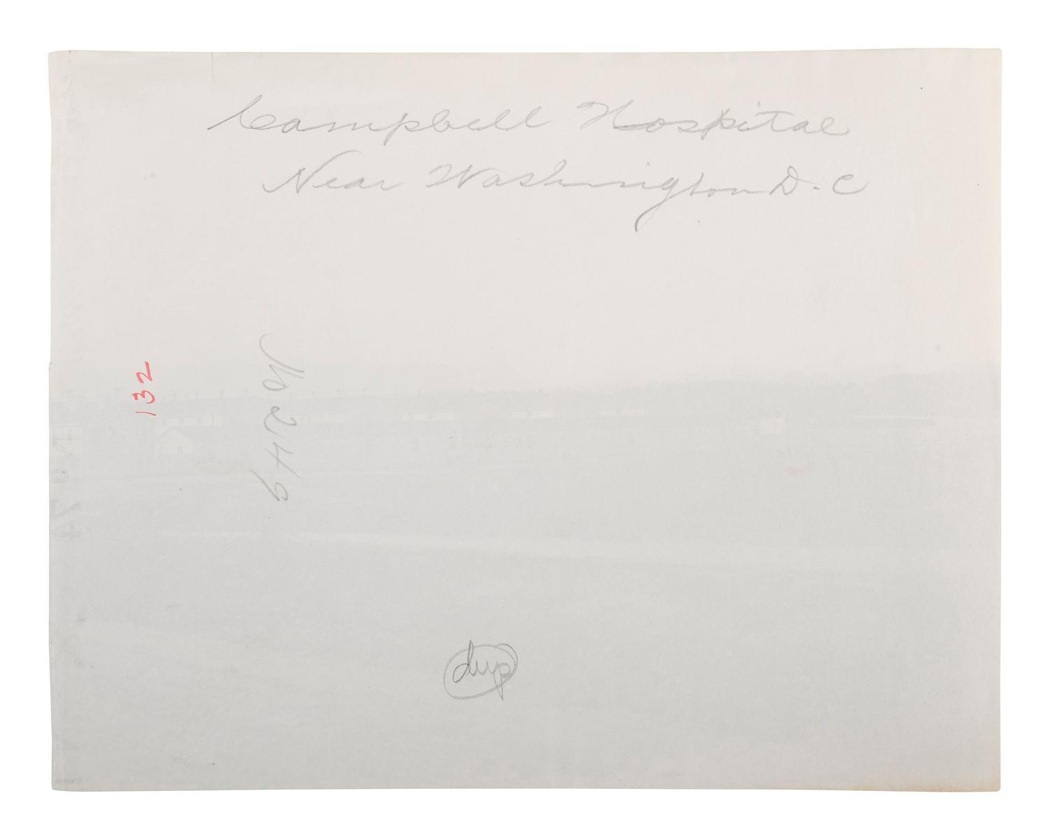 [CIVIL WAR]. Photographer unknown. Distant View of Campbell Hospital, Washington, D.C. 1862-1865.