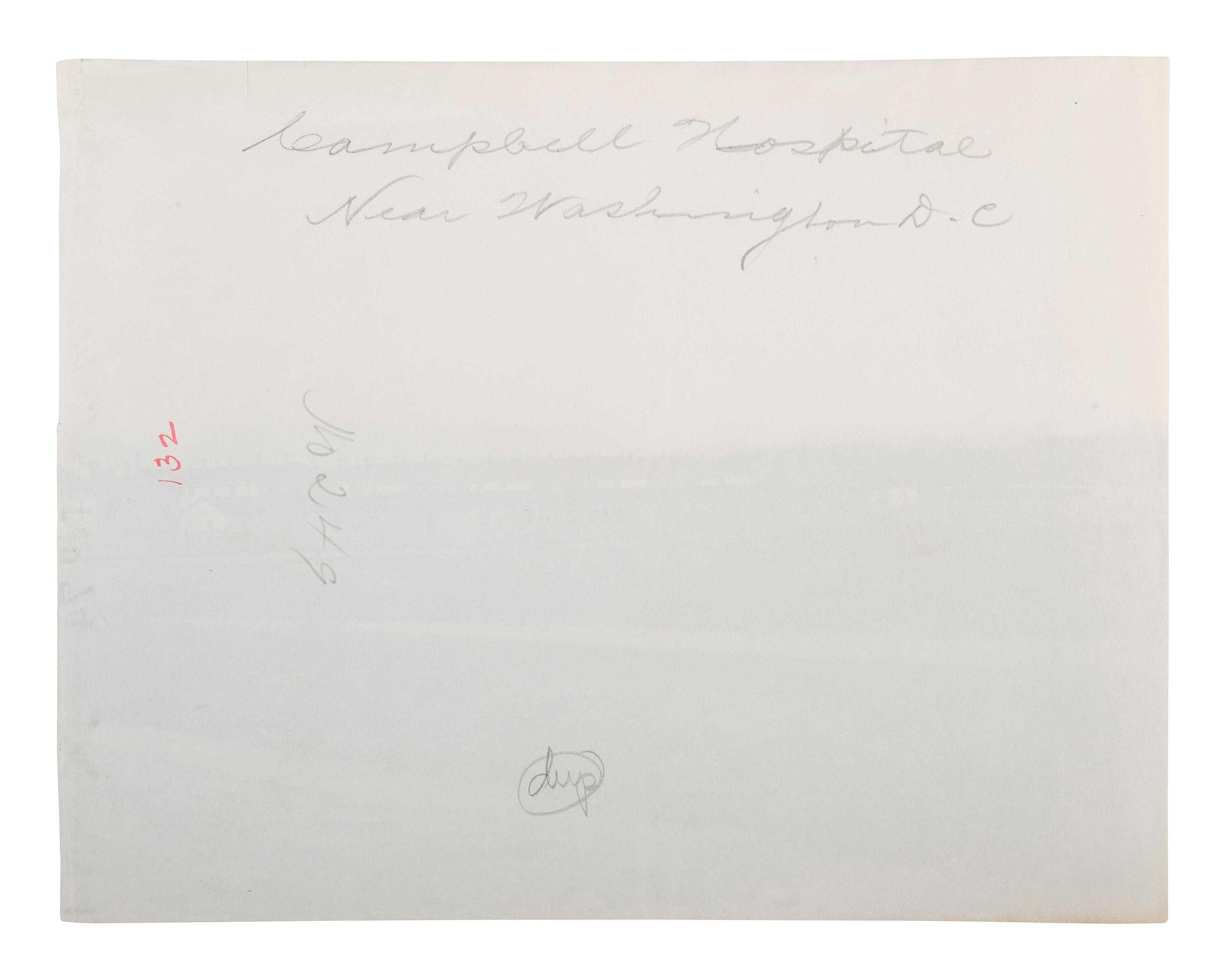 [CIVIL WAR]. Photographer unknown. Distant View of Campbell Hospital, Washington, D.C. 1862-1865.