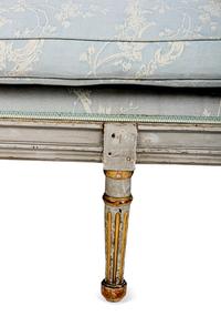 A Louis XVI Grey-Painted and Parcel-Gilt Lit du Jour
