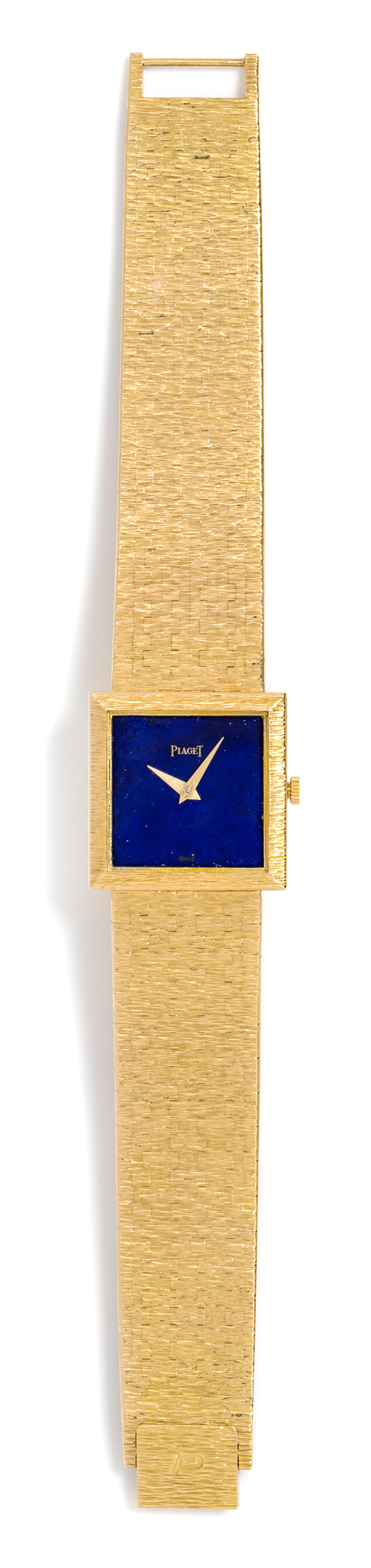 An 18 Karat Yellow Gold and Lapis Lazuli Ref. 9353 A6 Wristwatch, Piaget, 43.90 dwts.