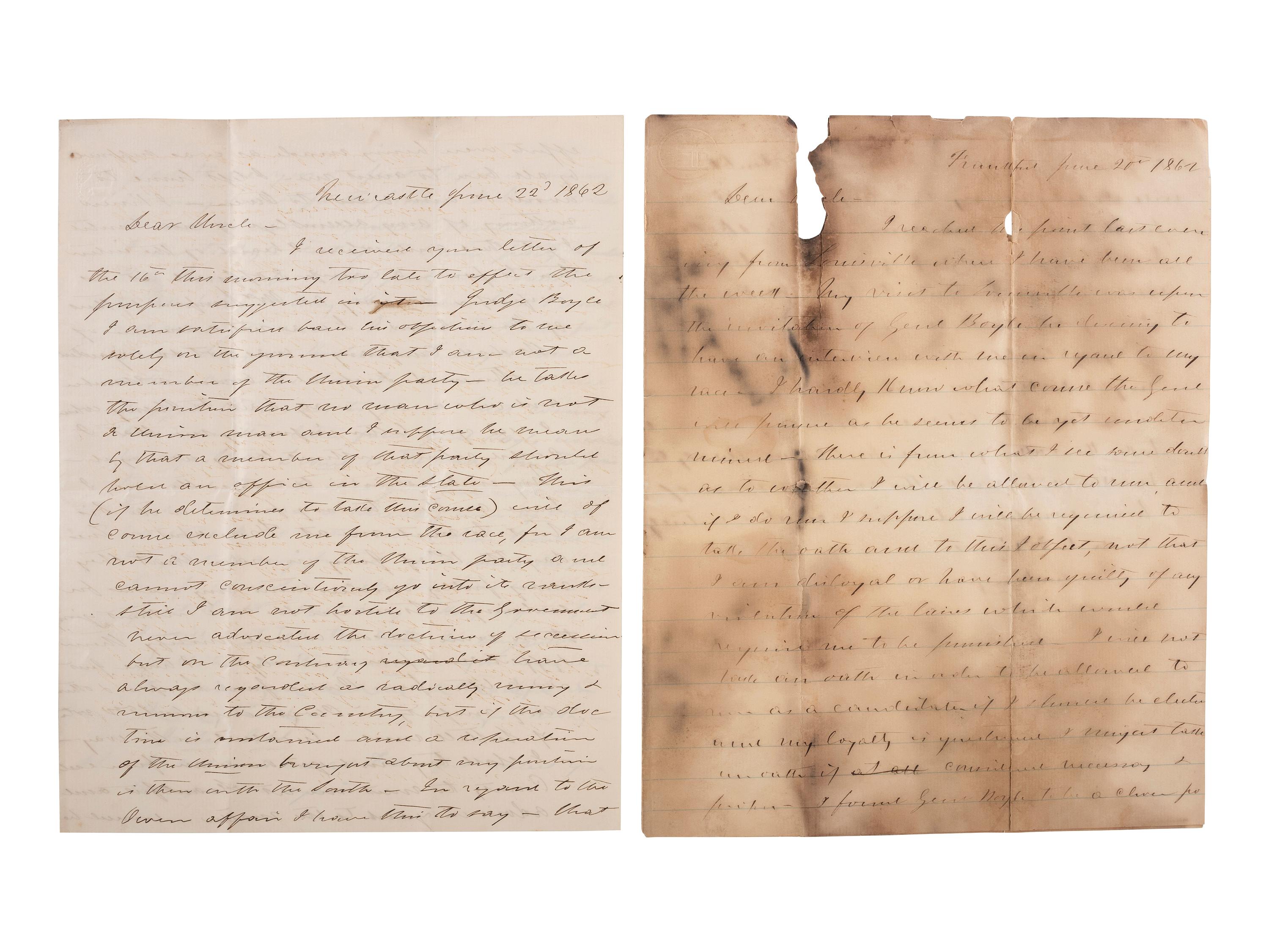 [CIVIL WAR]. Archive of 16 letters to Judge James Pryor, including some from Judge William S. Pryor.