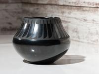 Blackware Pottery Jar, with Repeating Feathers 1943-1956