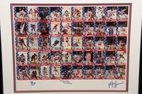 A Signed 1980 Miracle on Ice Hockey Team Uncut Trading Card Sheet,