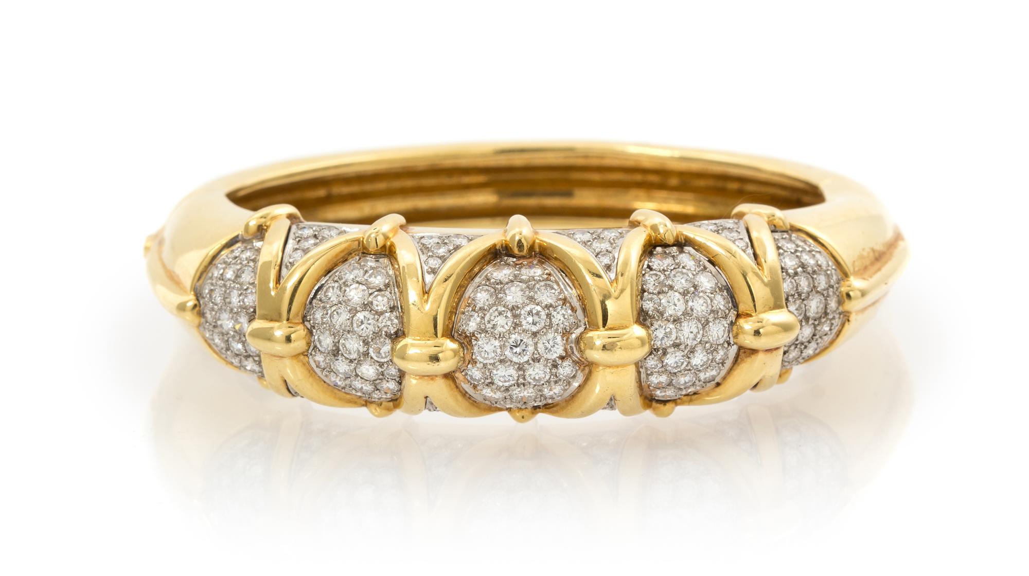 An 18 Karat Yellow Gold Diamond Bangle Bracelet, 44.20 dwts.