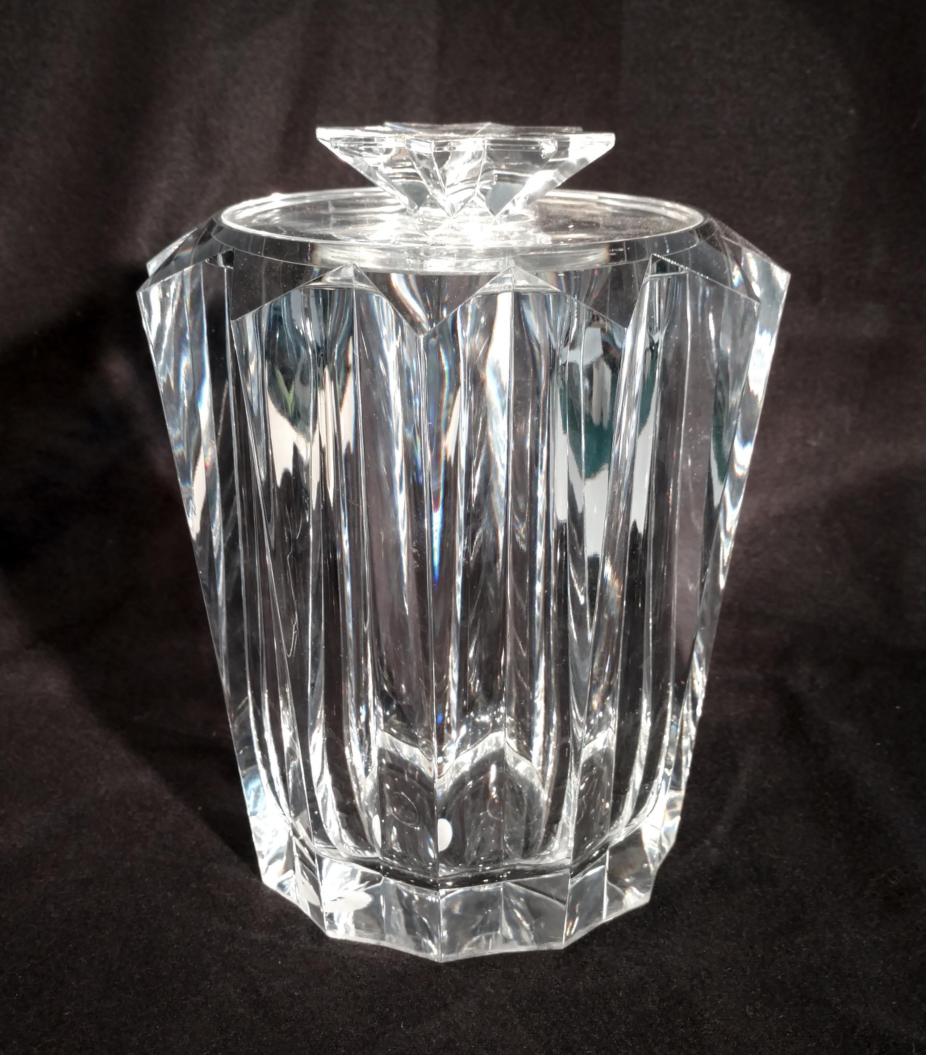 A Lucite Ice Bucket Height 10 1/2 inches.