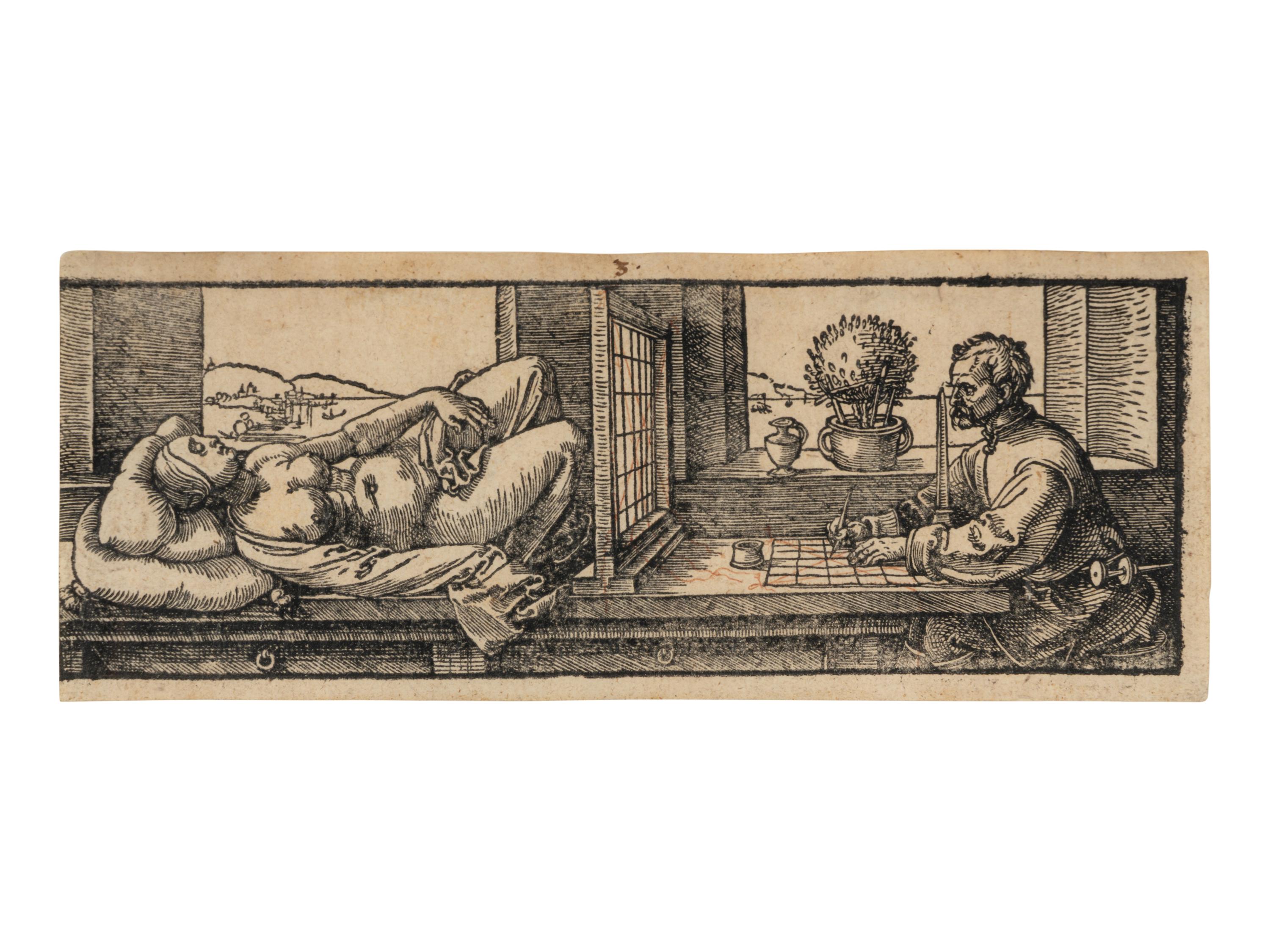 Draughtsman Making a Perspective Drawing of a Reclining Woman