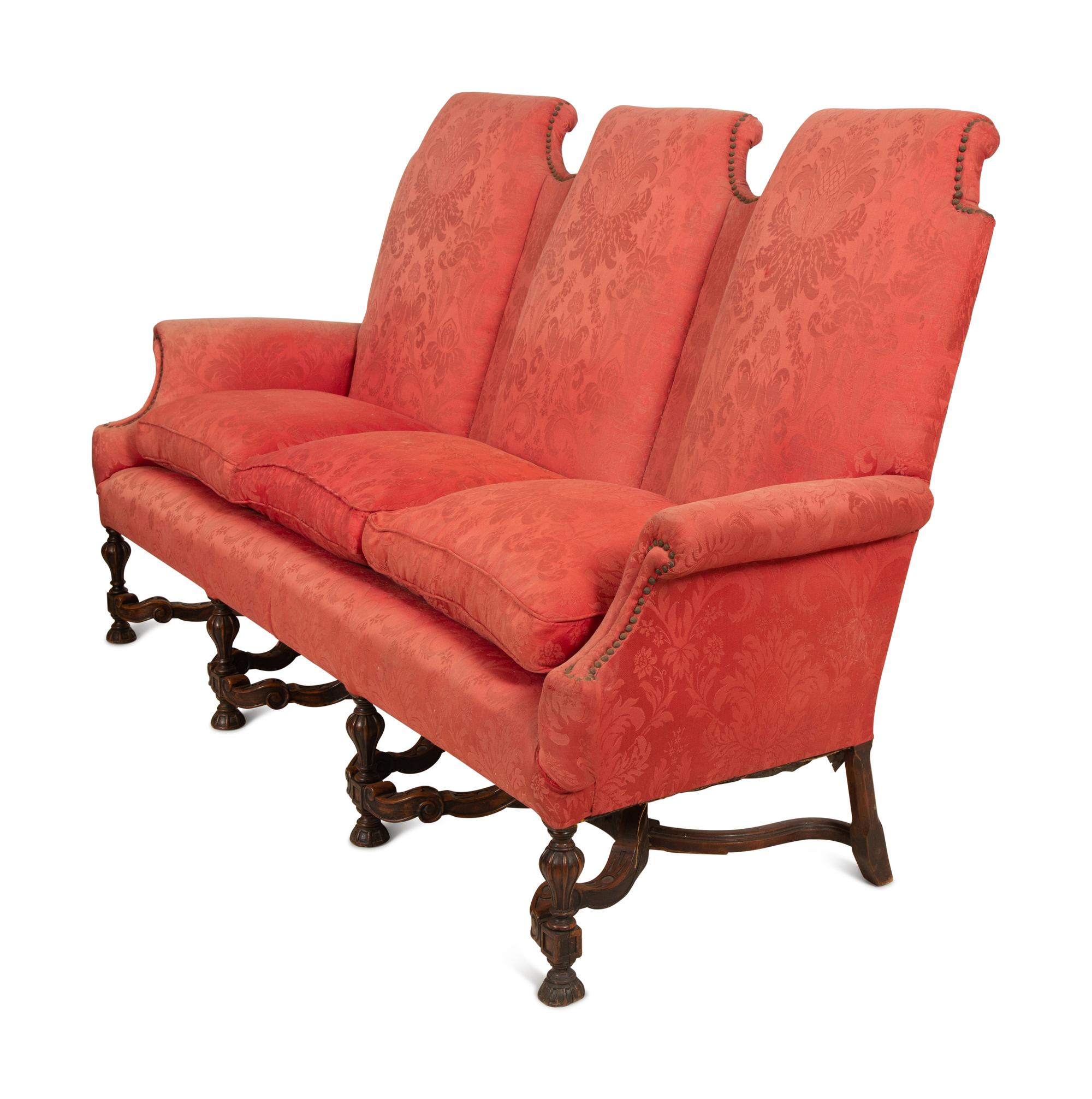 A William and Mary Style Triple-Back Sofa
