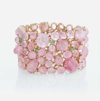 An 18K rose gold and tourmaline statement bracelet