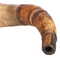 Contemporary French & Indian War Carved Map Powder Horn Named to John Hosmer at Crown Point in 1759.