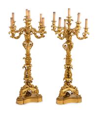 A Pair of French Gilt Bronze Seven-Light Table Lamps After Pierre-Philippe Thomire (French, 1751-1843)