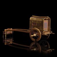 A Japanese Gilt Lacquer Carriage-Form Koro with Stand, Meiji Period