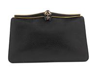 A Judith Leiber Black Leather Clutch