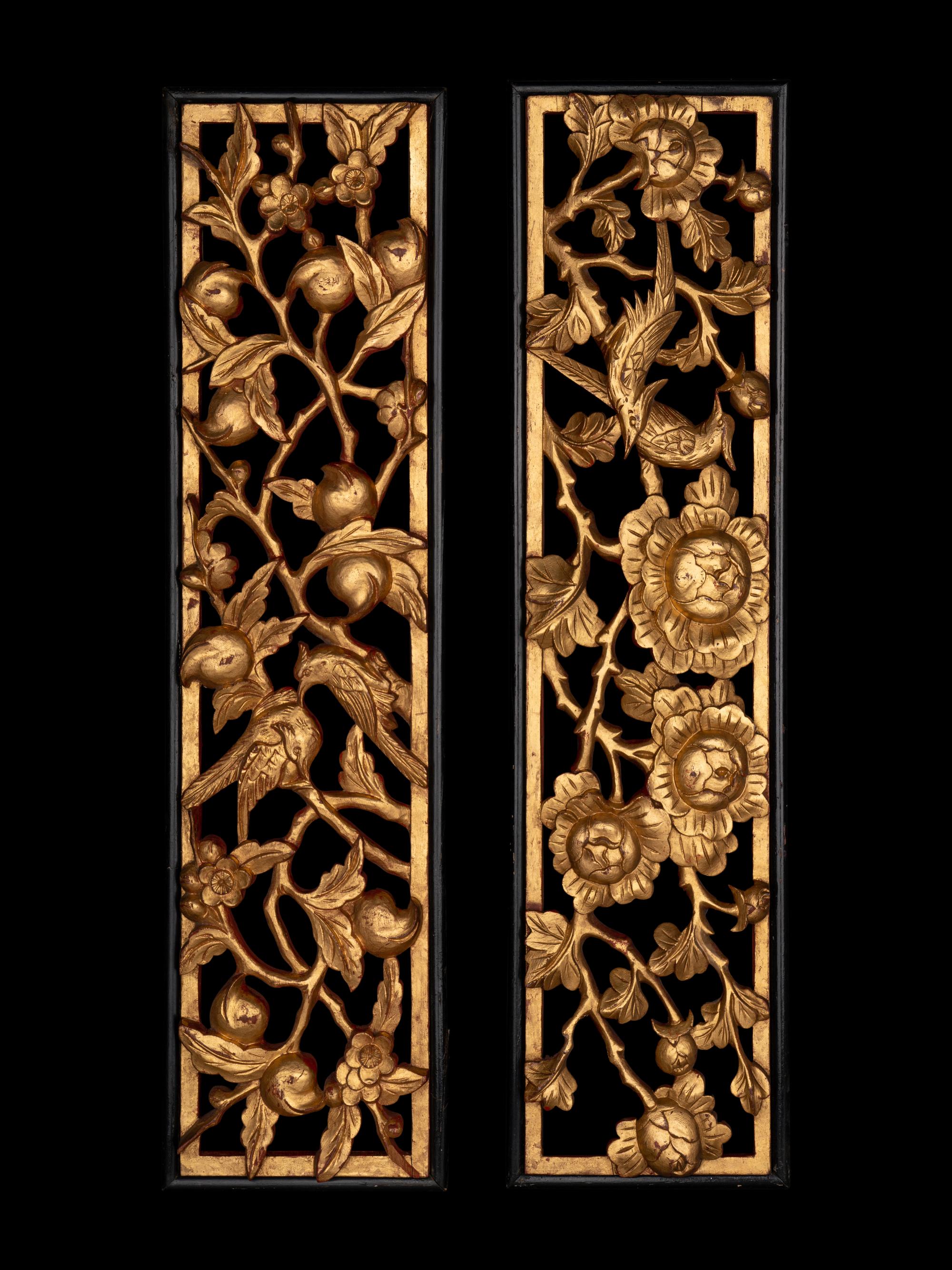 Four Chinese Gilt Wood Panels