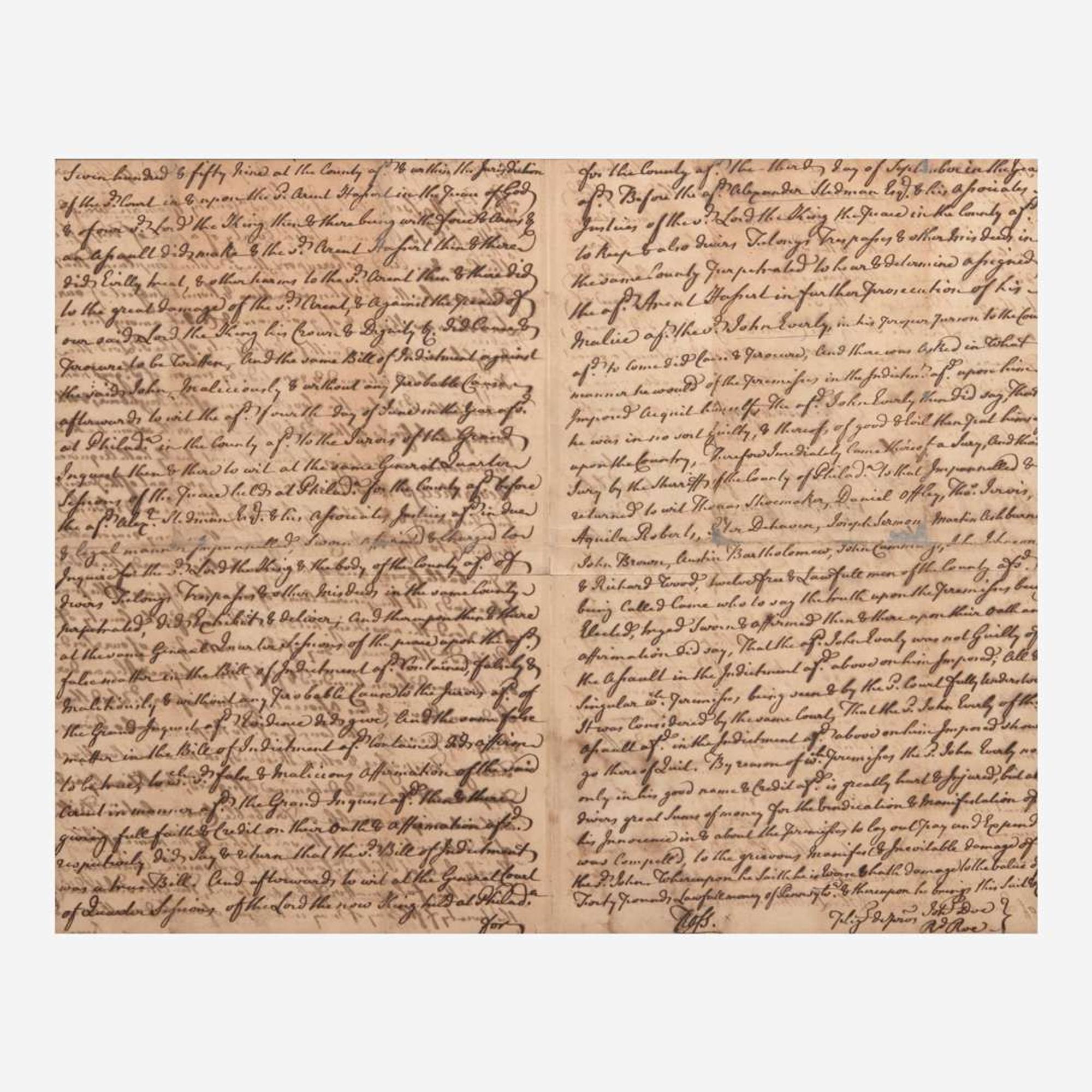 [Declaration of Independence] [Pennsylvania] Ross, George Autograph Document, signed