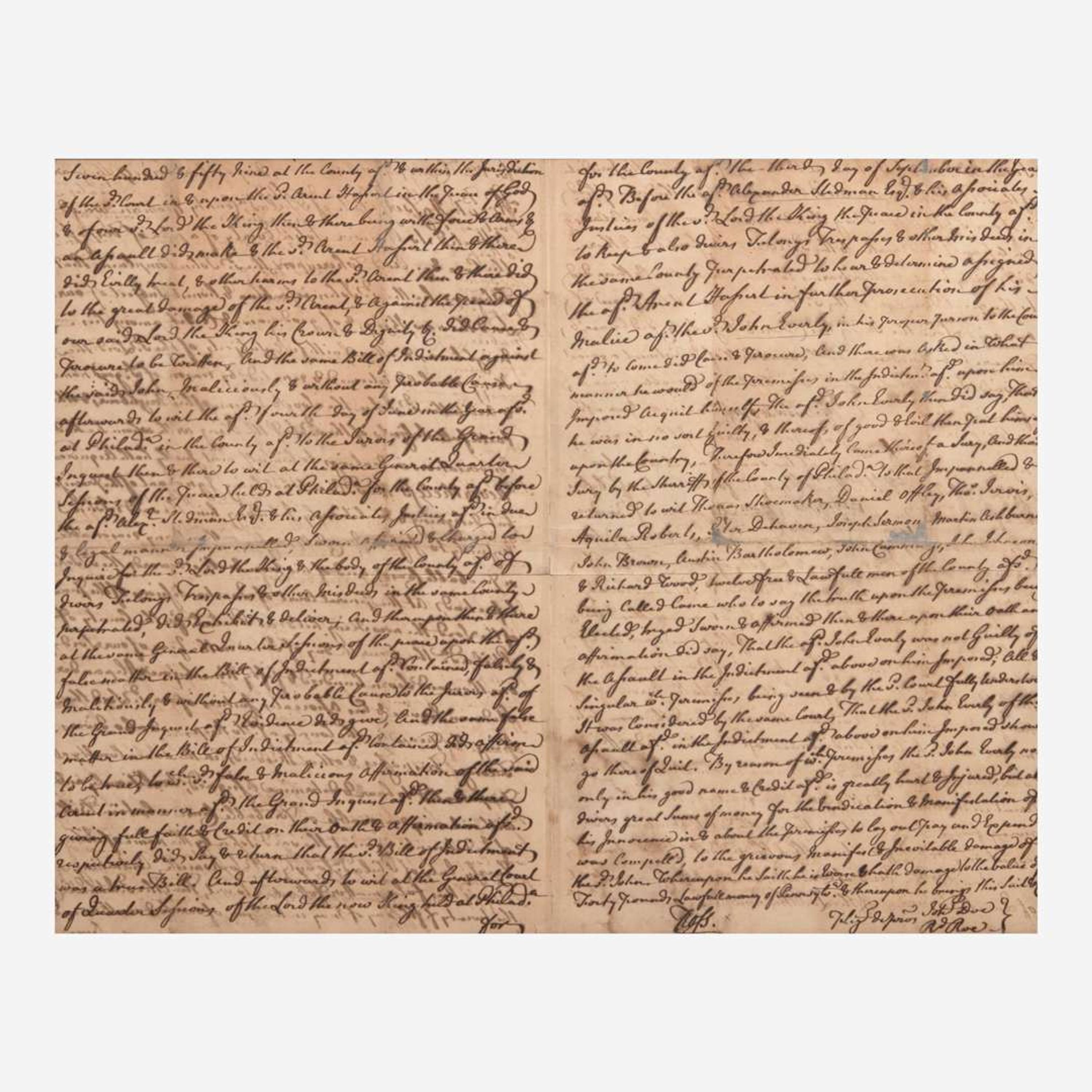 [Declaration of Independence] [Pennsylvania] Ross, George Autograph Document, signed