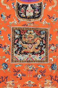 A Chinese Apricot Ground Embroidered Lady's Robe