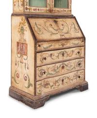 An Italian Painted Slant-Front Secretary Bookcase