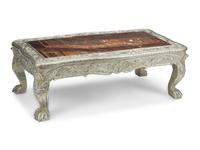 An Anglo-Colonial Style Metal-Clad and Chinoiserie-Top Low Table