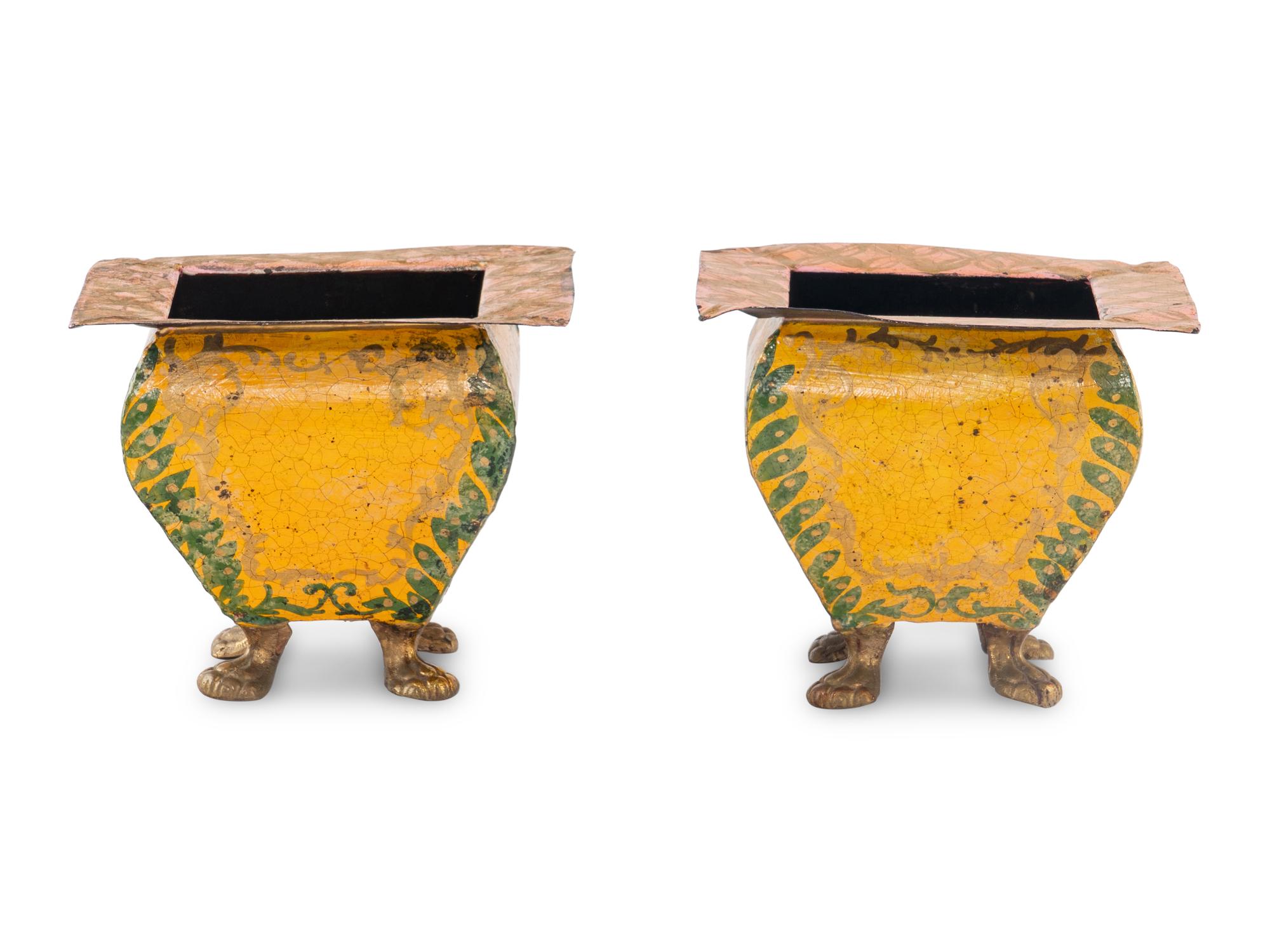 A Pair of Painted Tôle Cache Pots