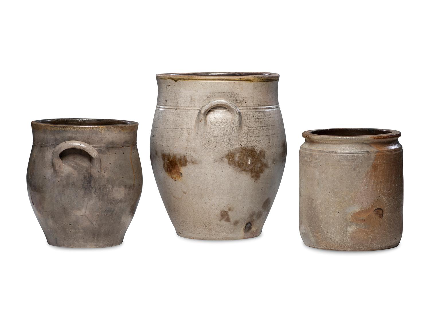 Three Stoneware Crocks by Scarce Ohio Makers