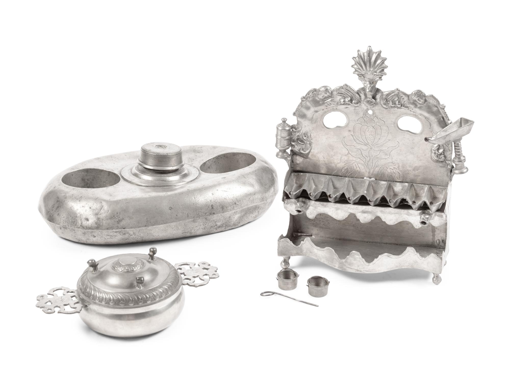 A Collection of Eight Pewter Articles