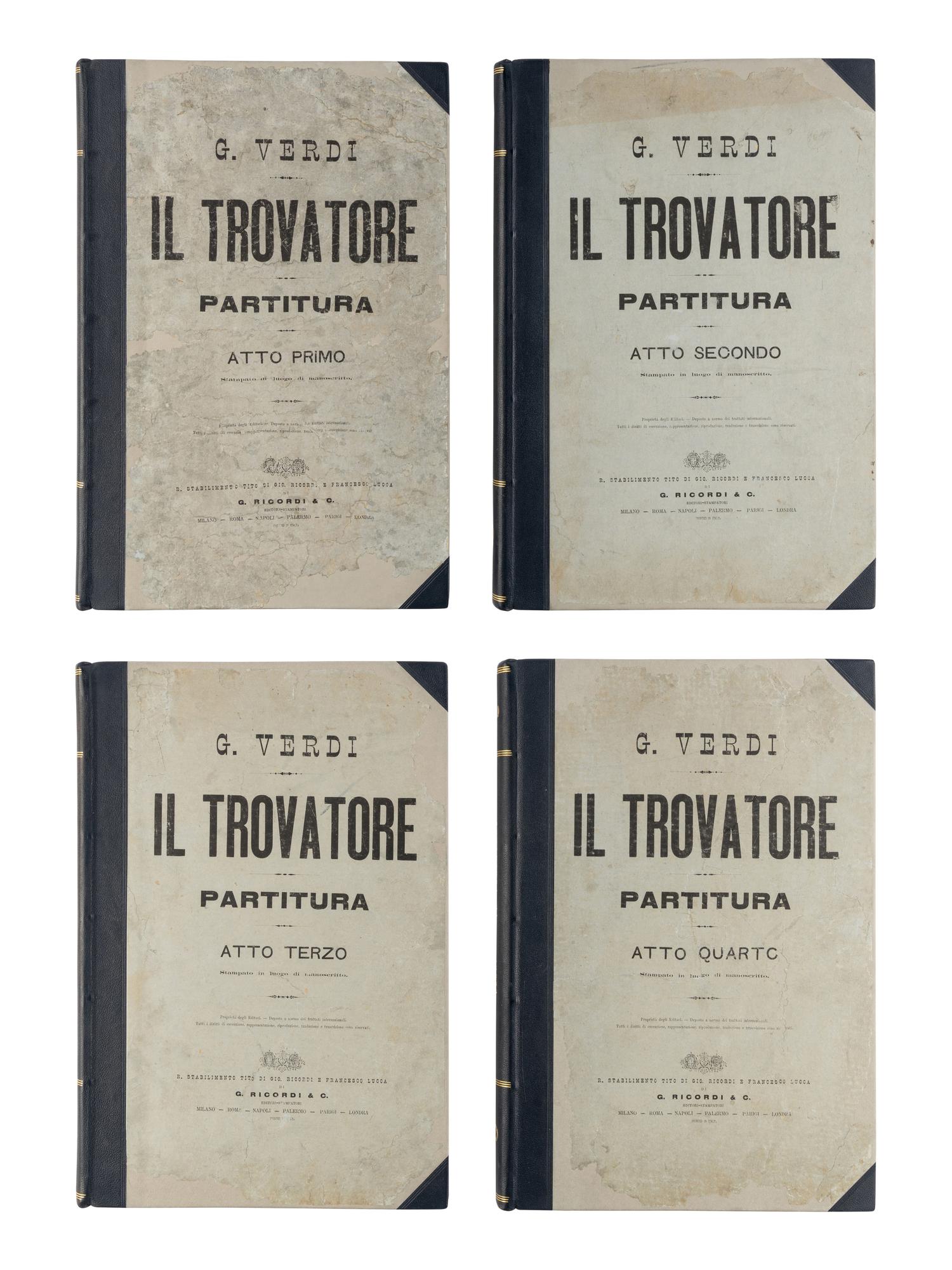 [MUSIC]. VERDI, Giuseppe (1813-1901). Il Trovatore. Partitura . Milan: G. Ricordi & C., [ca 1888].