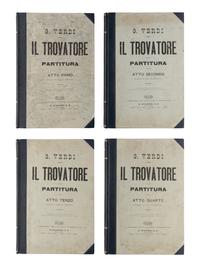 [MUSIC]. VERDI, Giuseppe (1813-1901). Il Trovatore. Partitura . Milan: G. Ricordi & C., [ca 1888].