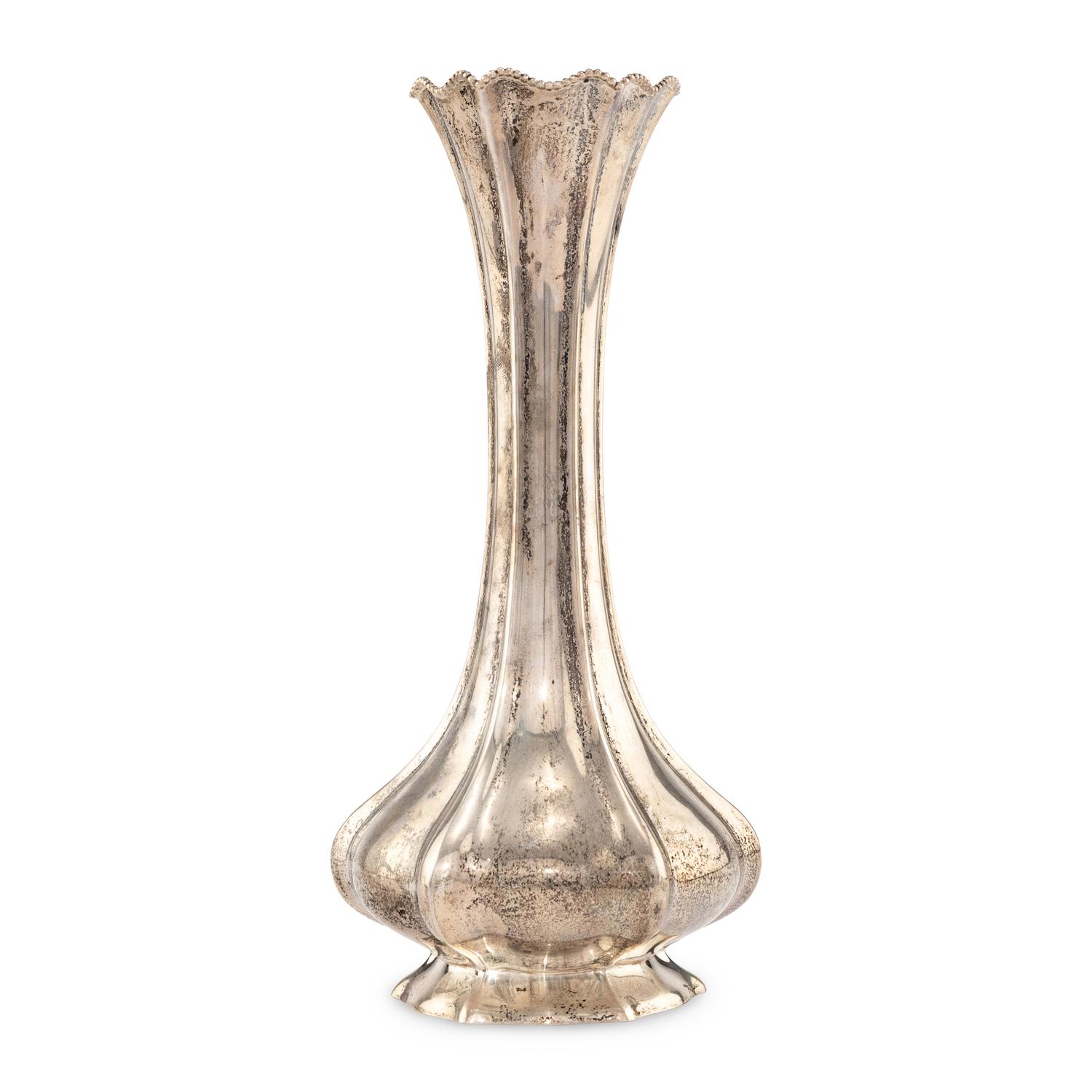 A Reed and Barton Silver Fluted Vase