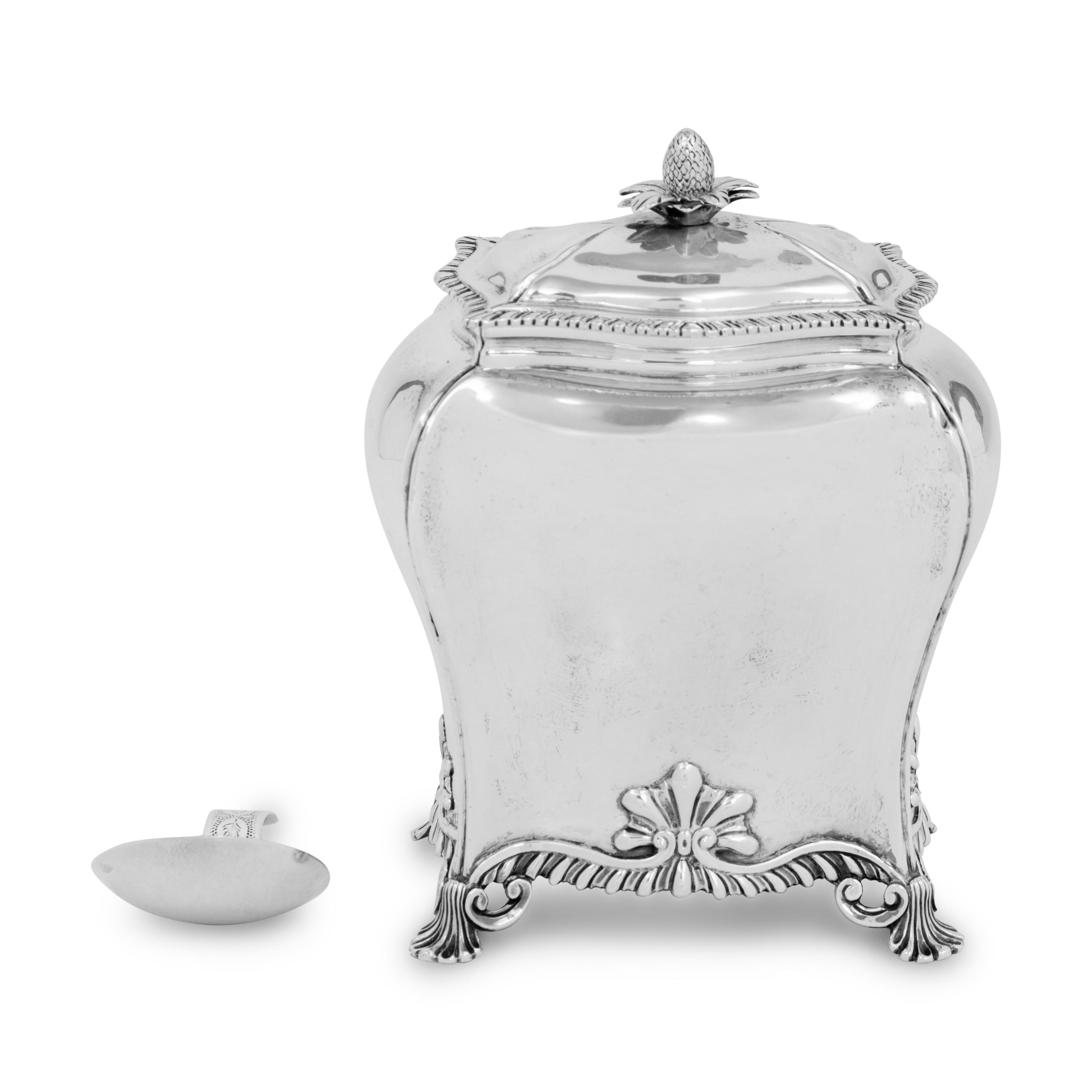 A George III Silver Tea Caddy and Associated Caddy Spoon
