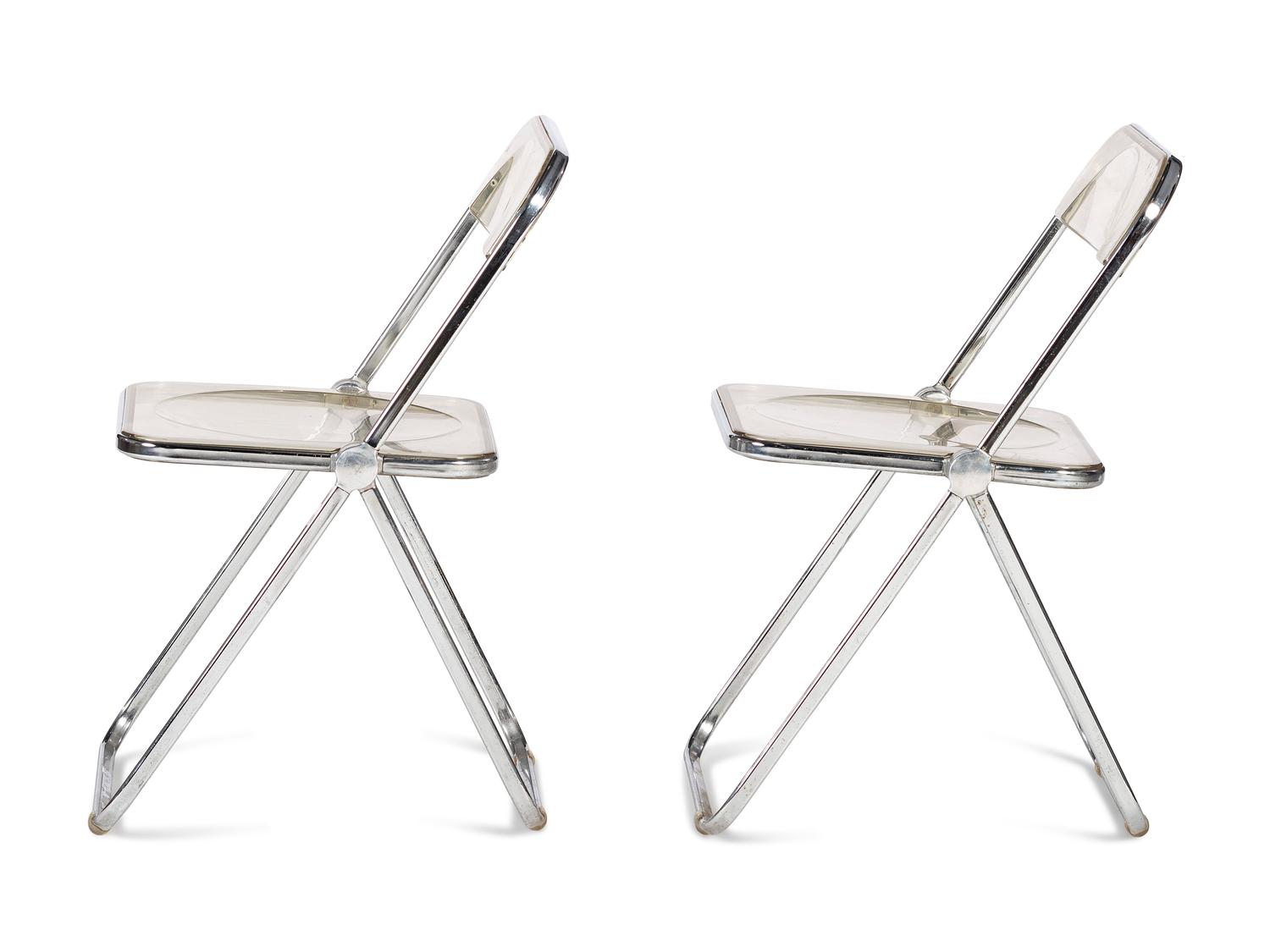 A Pair of Italian Lucite Folding Chairs