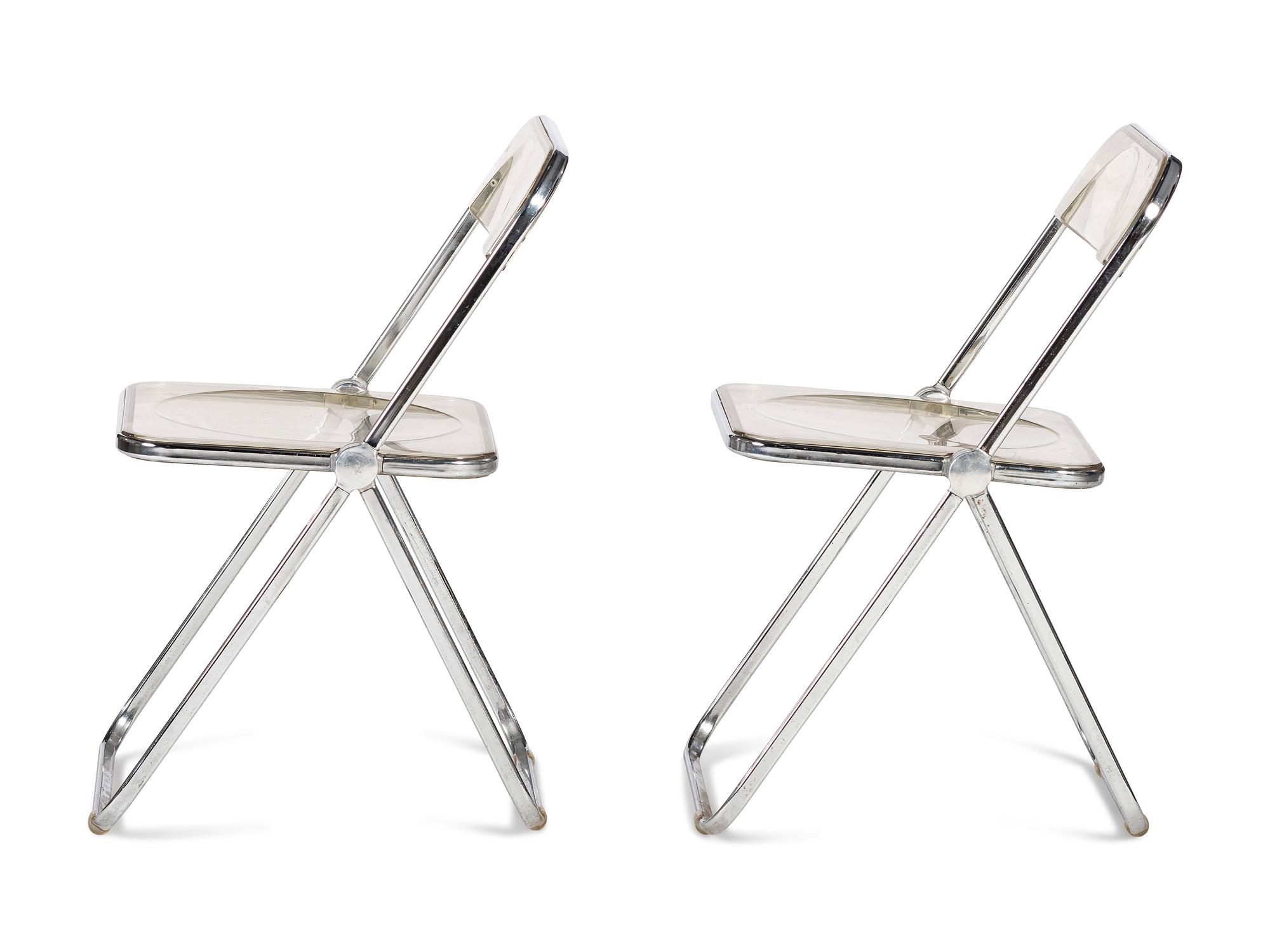 A Pair of Italian Lucite Folding Chairs