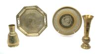 Four Southeast Asian Brass Articles Diameter of largets tray 13 inches. — 19TH/20TH CENTURY