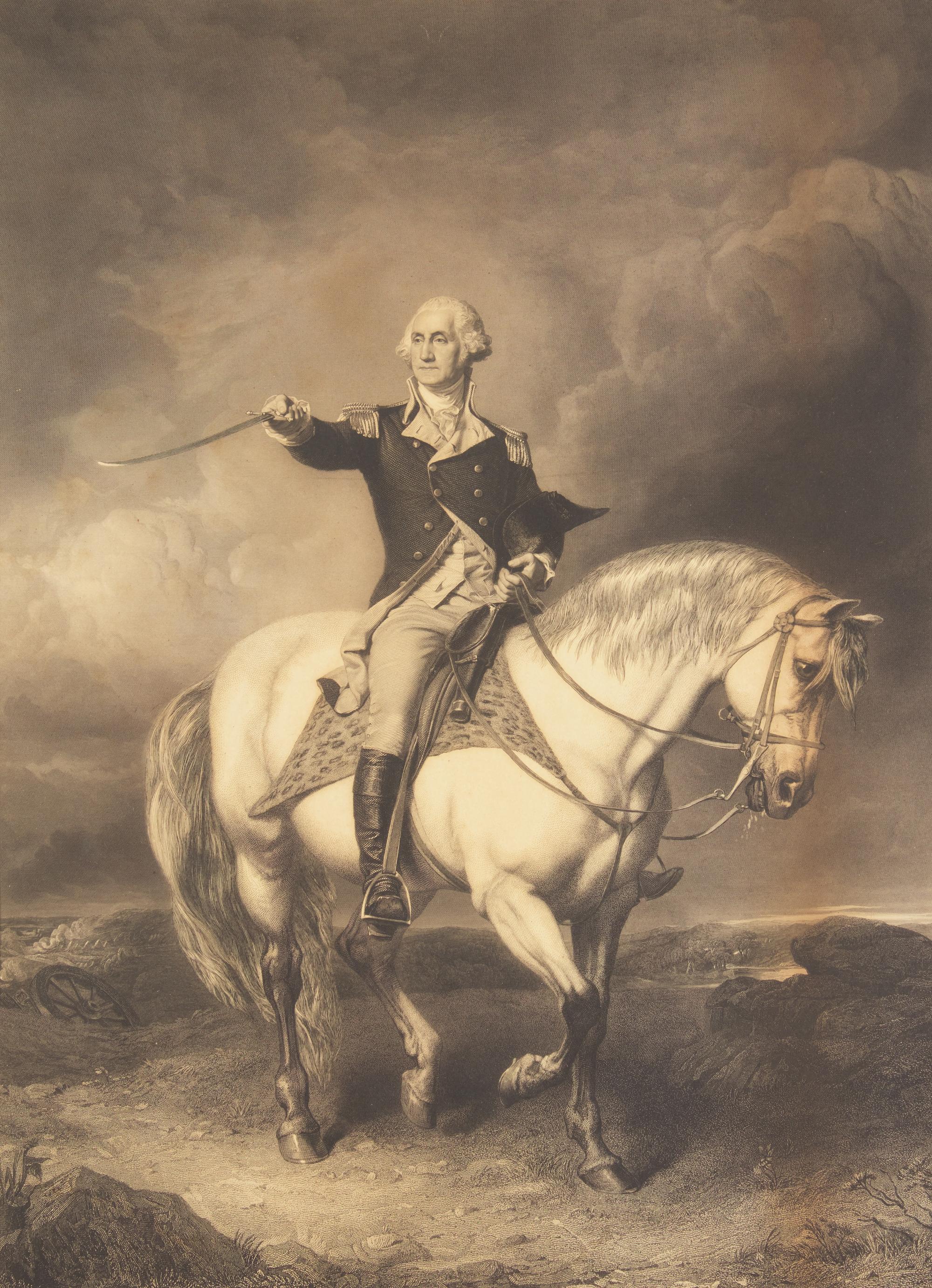 William Holl, The Younger (English, 1807-1871), After John Faed (English, 1819-1902), An Engraving: Washington Receiving a Salute on the Field of Trenton